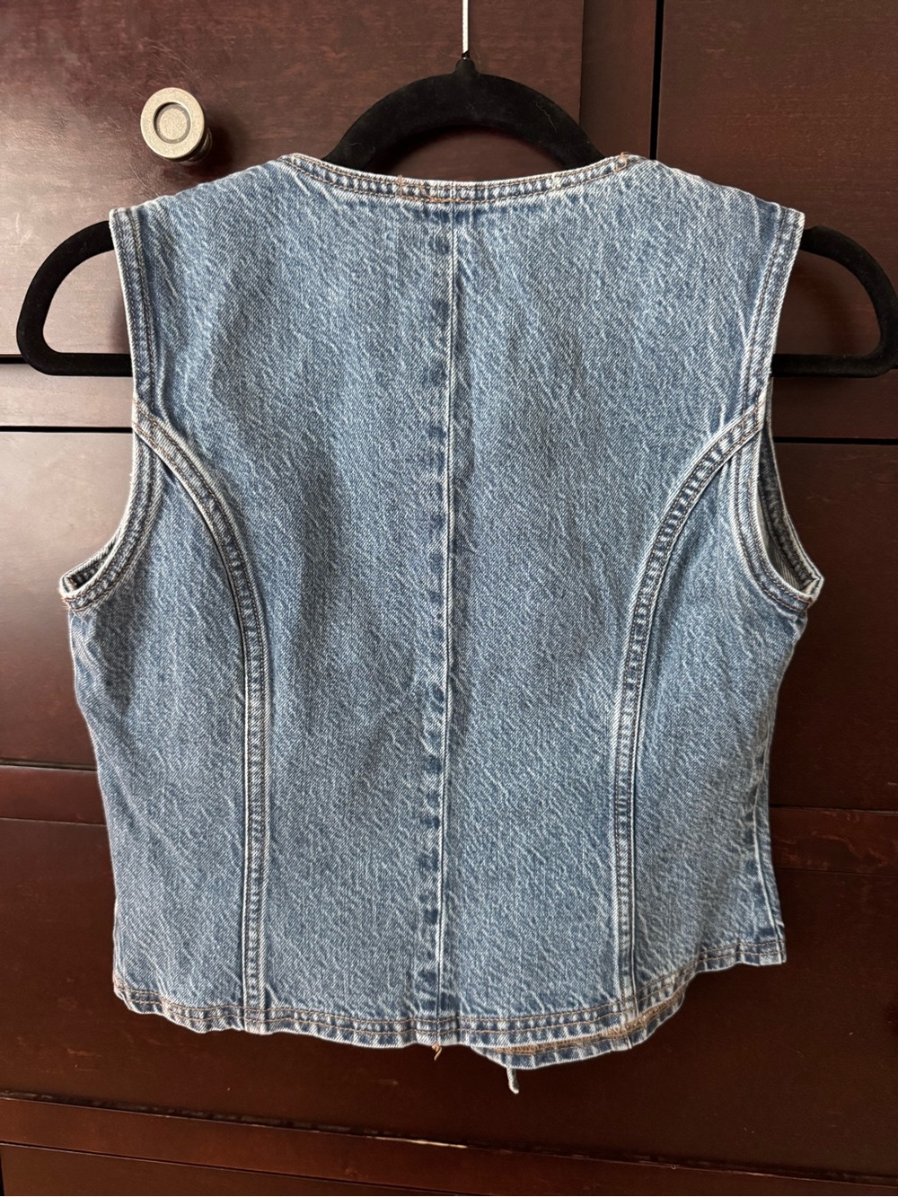 NWT Abercrombie & Fitch Women's Light Blue Denim Tie-Front Vest XS - Picture 3 of 3